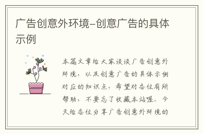 广告创意外环境-创意广告的具体示例