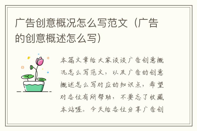广告创意概况怎么写范文(广告的创意概述怎么写)