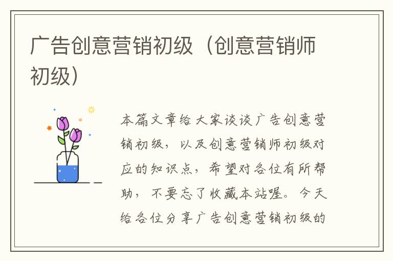 广告创意营销初级(创意营销师初级)