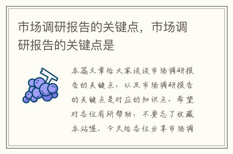 市场调研报告的关键点,市场调研报告的关键点是