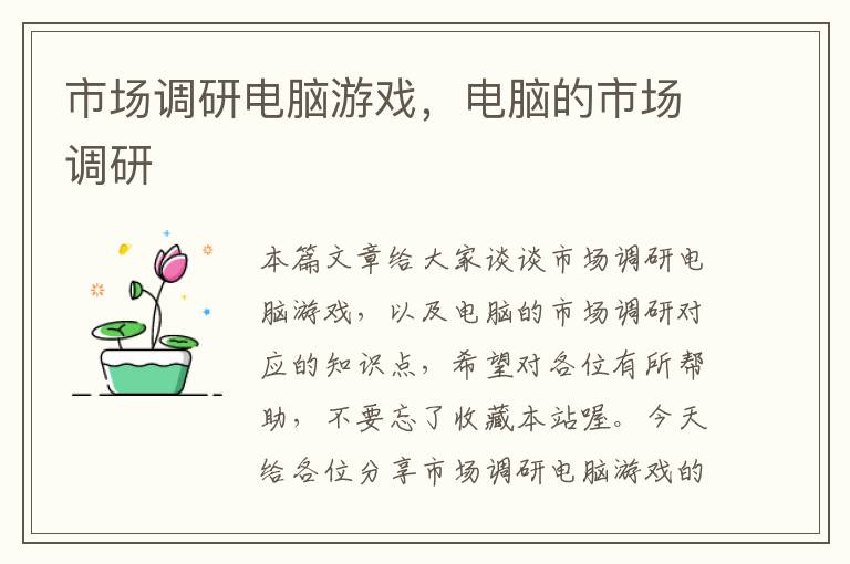 市场调研电脑游戏,电脑的市场调研