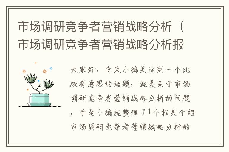 市场调研竞争者营销战略分析(市场调研竞争者营销战略分析报告)