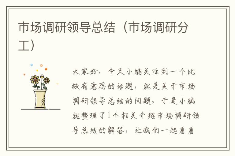 市场调研领导总结(市场调研分工)