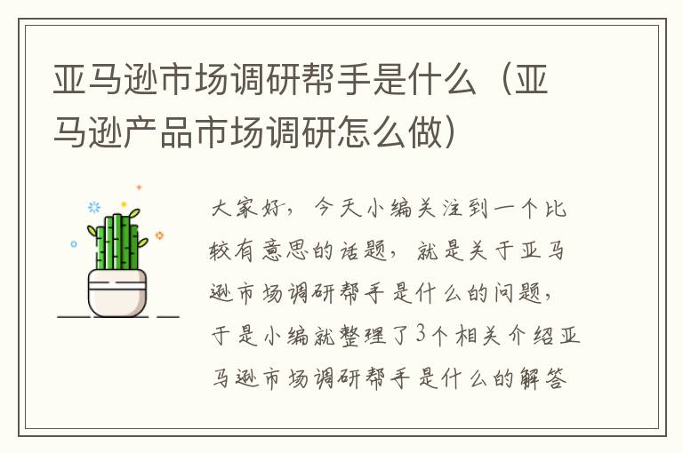 亚马逊市场调研帮手是什么(亚马逊产品市场调研怎么做)