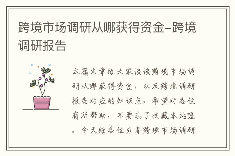 跨境市场调研从哪获得资金-跨境调研报告
