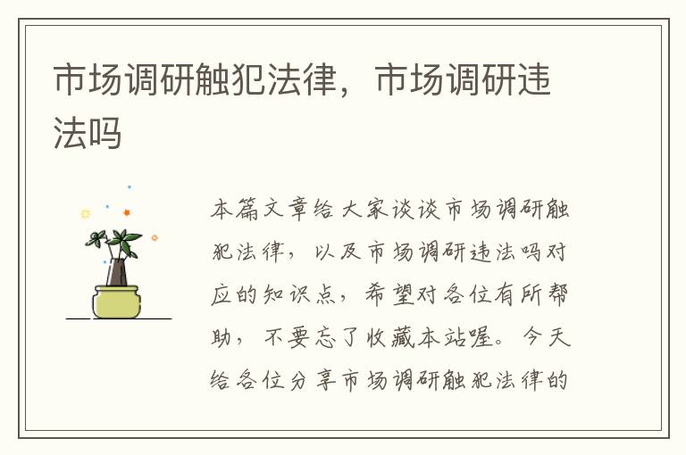 市场调研触犯法律,市场调研违法吗
