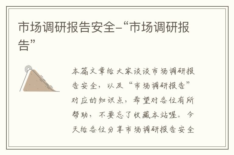 市场调研报告安全-“市场调研报告”