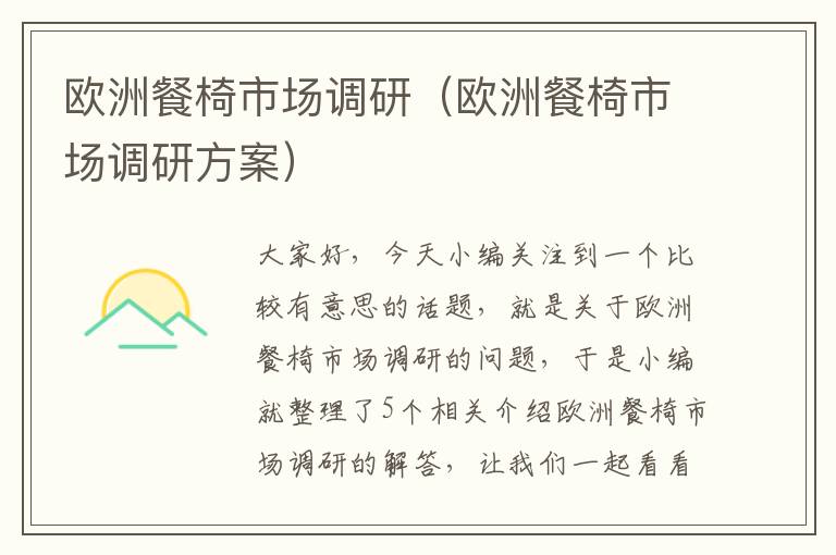 欧洲餐椅市场调研(欧洲餐椅市场调研方案)