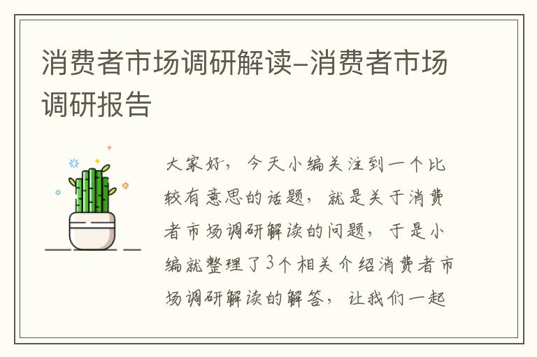 消费者市场调研解读-消费者市场调研报告