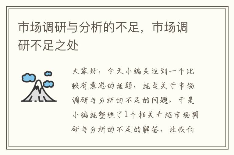 市场调研与分析的不足,市场调研不足之处