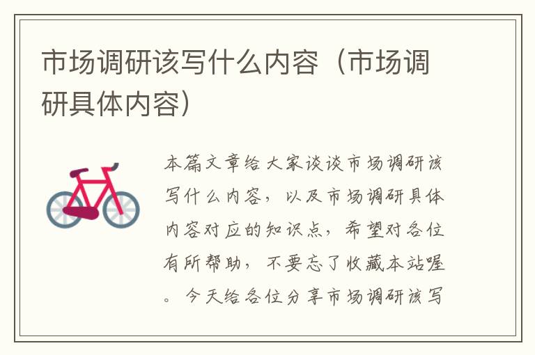 市场调研该写什么内容（市场调研具体内容）