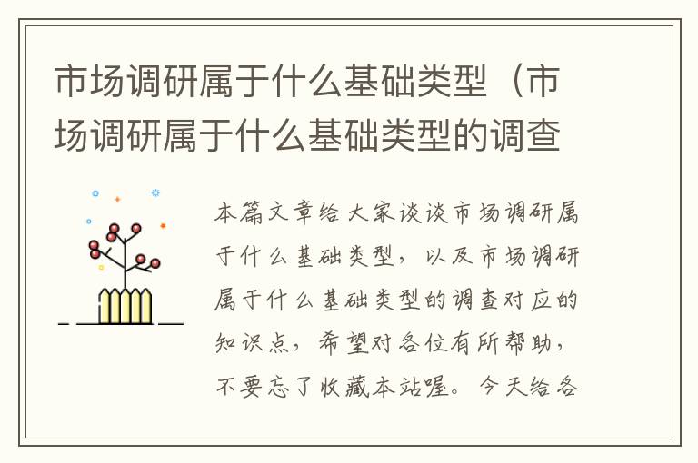 市场调研属于什么基础类型(市场调研属于什么基础类型的调查)