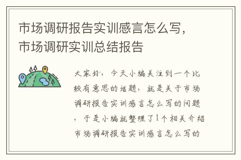 市场调研报告实训感言怎么写,市场调研实训总结报告