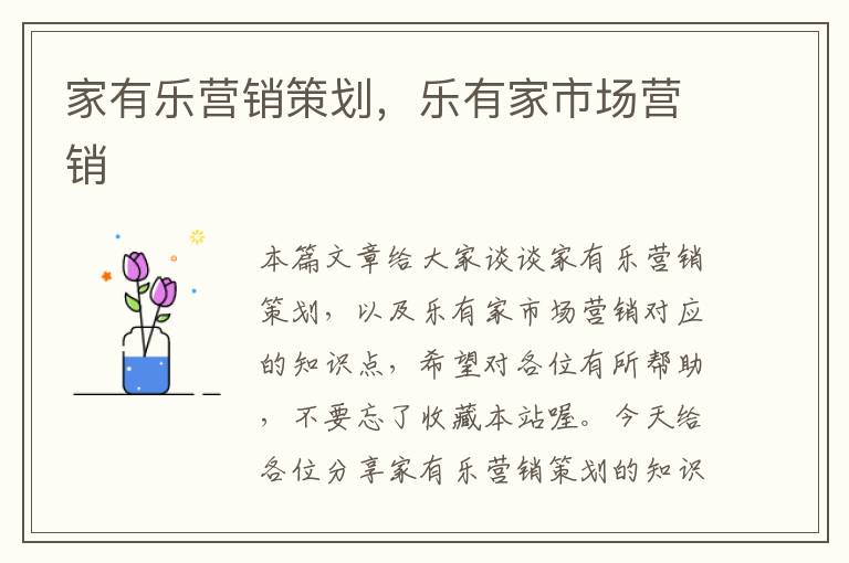 家有乐营销策划,乐有家市场营销