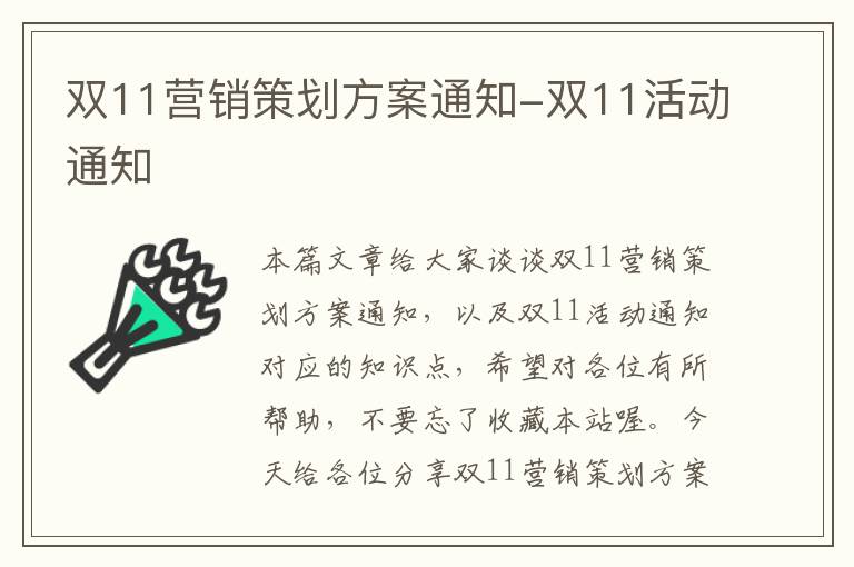 双11营销策划方案通知-双11活动通知