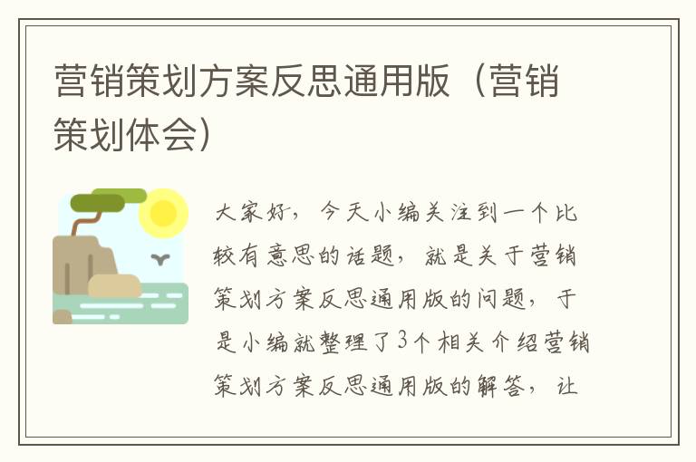 营销策划方案反思通用版(营销策划体会)
