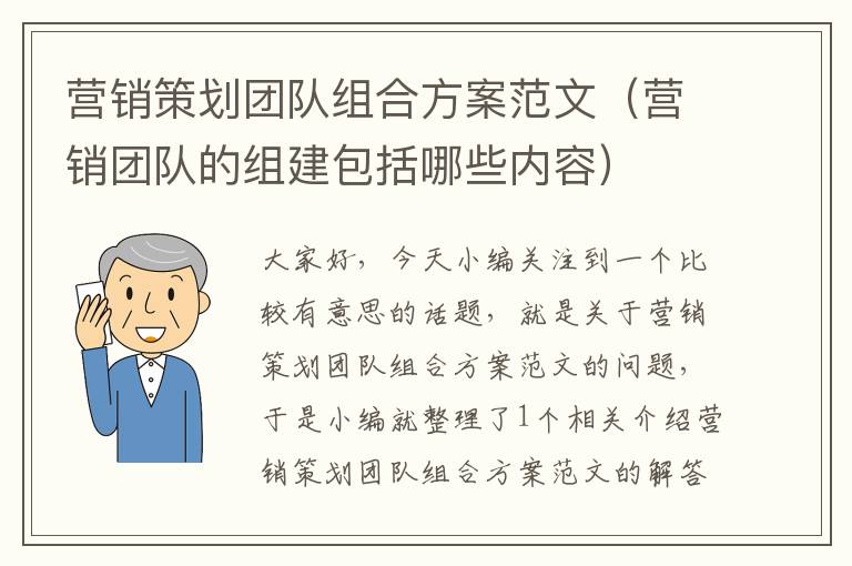 营销策划团队组合方案范文(营销团队的组建包括哪些内容)
