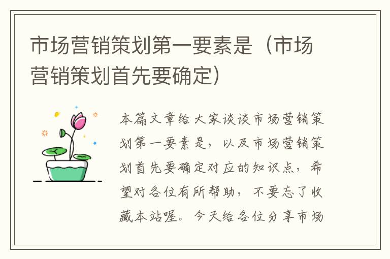 市场营销策划第一要素是(市场营销策划首先要确定)