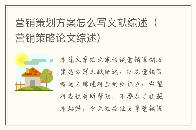 营销策划方案怎么写文献综述(营销策略论文综述)