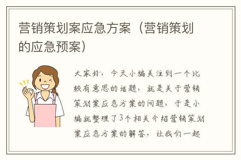 营销策划案应急方案（营销策划的应急预案）