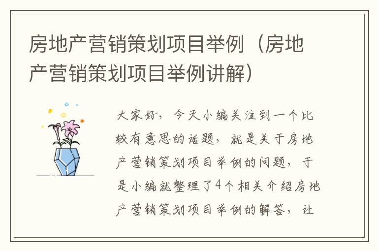 房地产营销策划项目举例(房地产营销策划项目举例讲解)