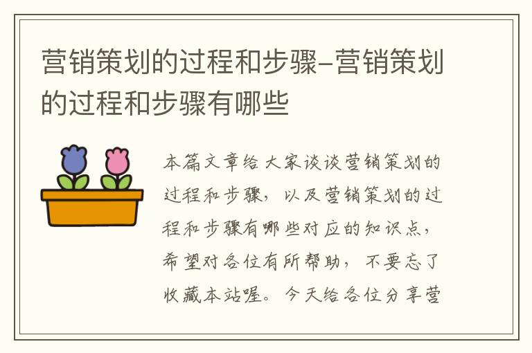 营销策划的过程和步骤-营销策划的过程和步骤有哪些