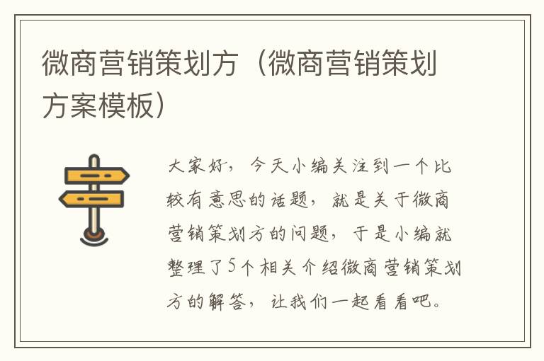 微商营销策划方(微商营销策划方案模板)