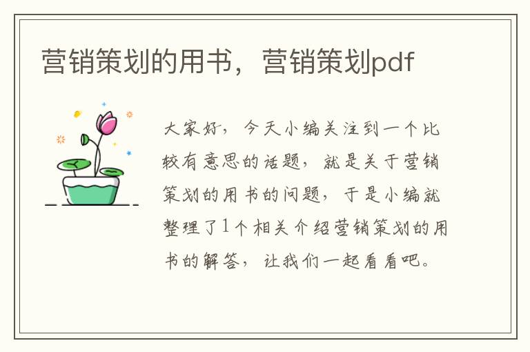 营销策划的用书,营销策划pdf