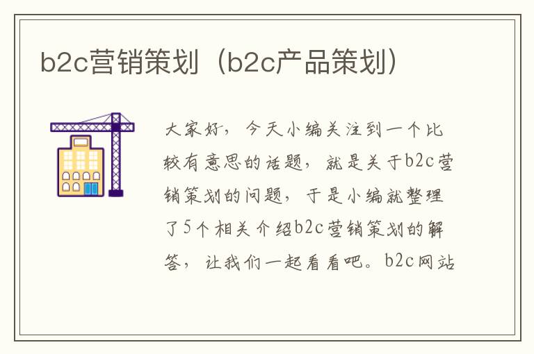 b2c营销策划(b2c产品策划)