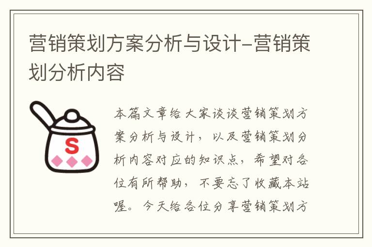 营销策划方案分析与设计-营销策划分析内容