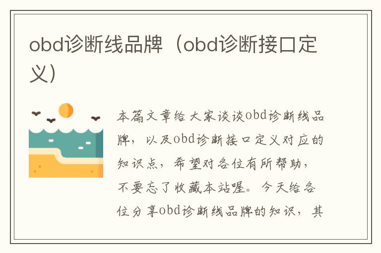 obd诊断线品牌(obd诊断接口定义)